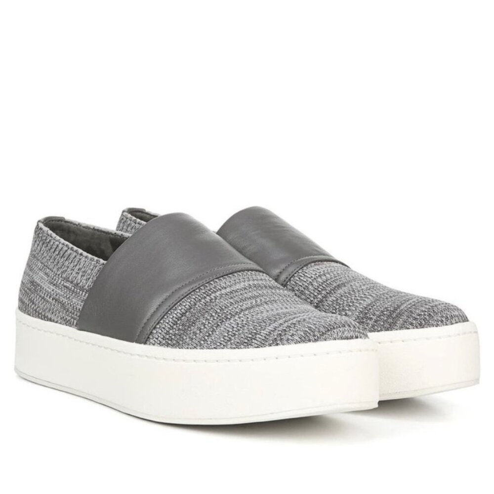 Vince Women's Ward Knit Slip-On Comfortable Platform Sneaker in Space Gray 7.5